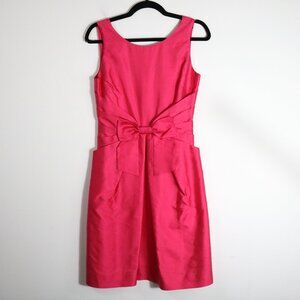 Kate Spade Silk Jillian Bow Front Dress Womens 4 Pink High Neck Fit Flare Preppy